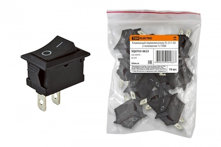 TDM ELECTRIC SQ0703-0023 Клавишный переключатель YL-211-05 черный 2 положения 1з TDM